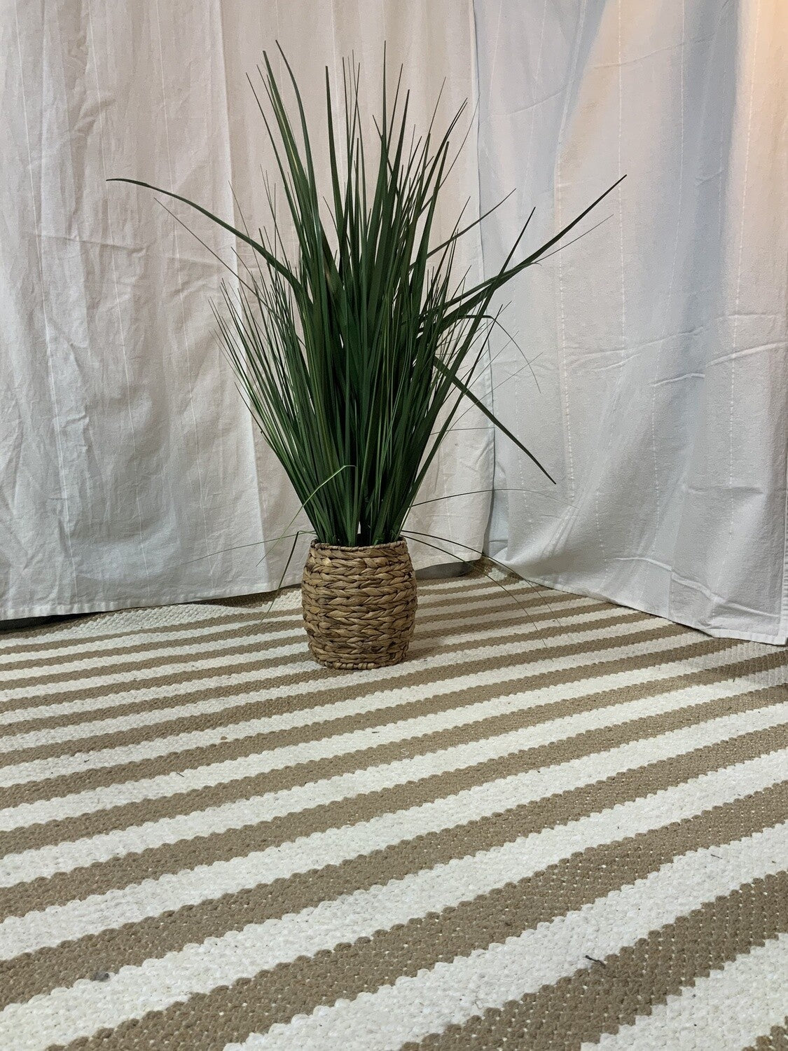 Faux Grass in Woven Basket Planter- Local Pick Up Only