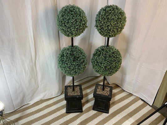 Faux double boxwood topiary black base SET OF 2- Local Pick Up Only