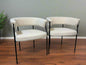 Cream bouclé arm chair with black metal legs (set of 2)- Local Pick Up Only