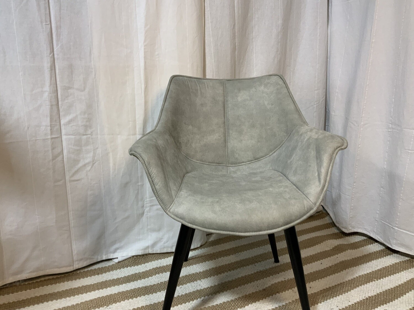 Gray suede chair with black wood legs SET OF 2 - Local Pick Up Only