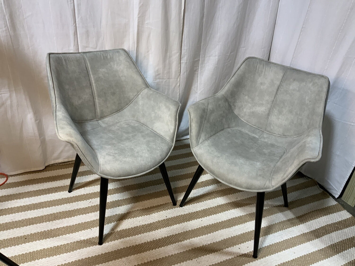 Gray suede chair with black wood legs SET OF 2 - Local Pick Up Only