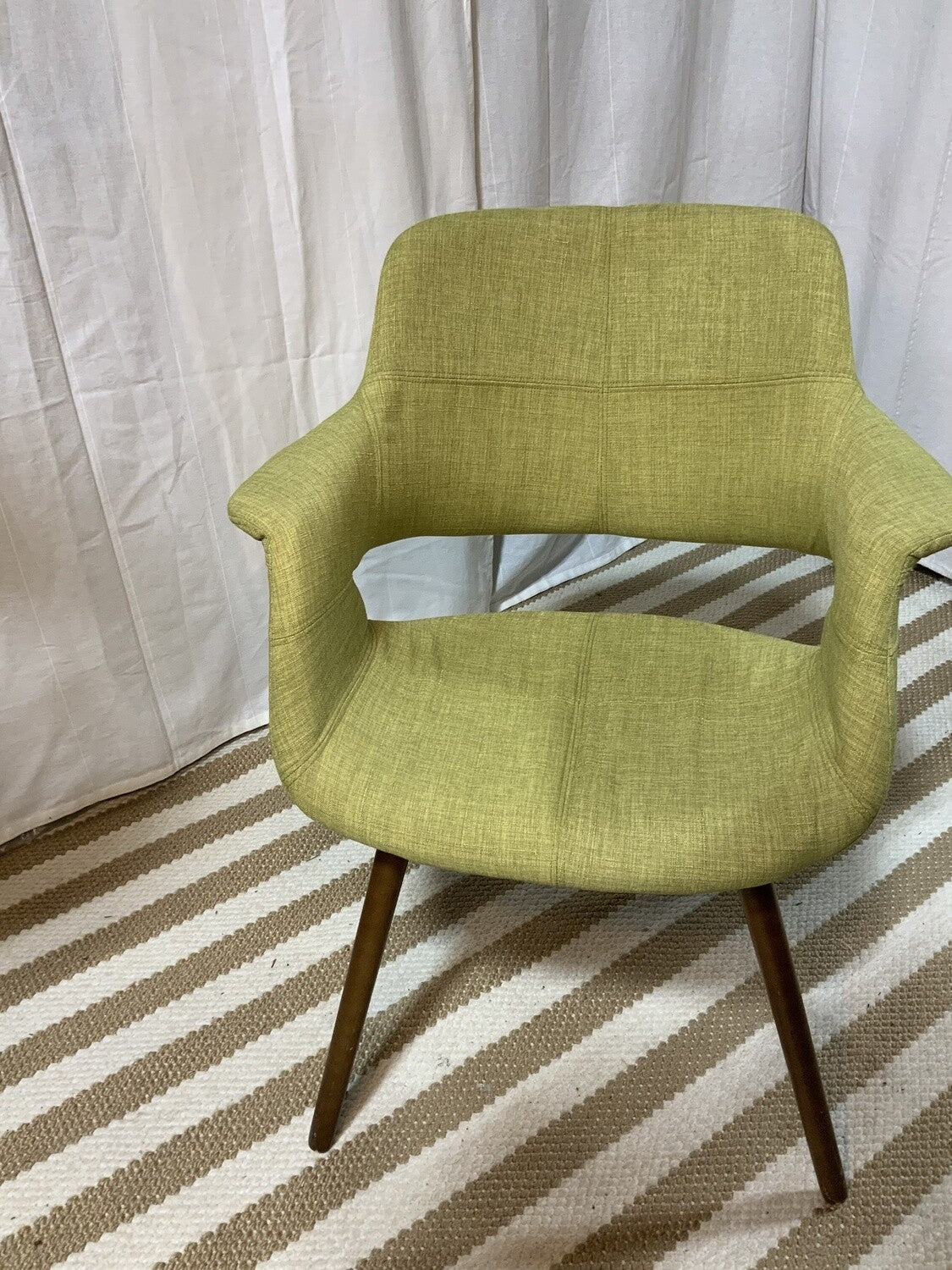 Green linen MCM accent chair - Local Pick Up Only