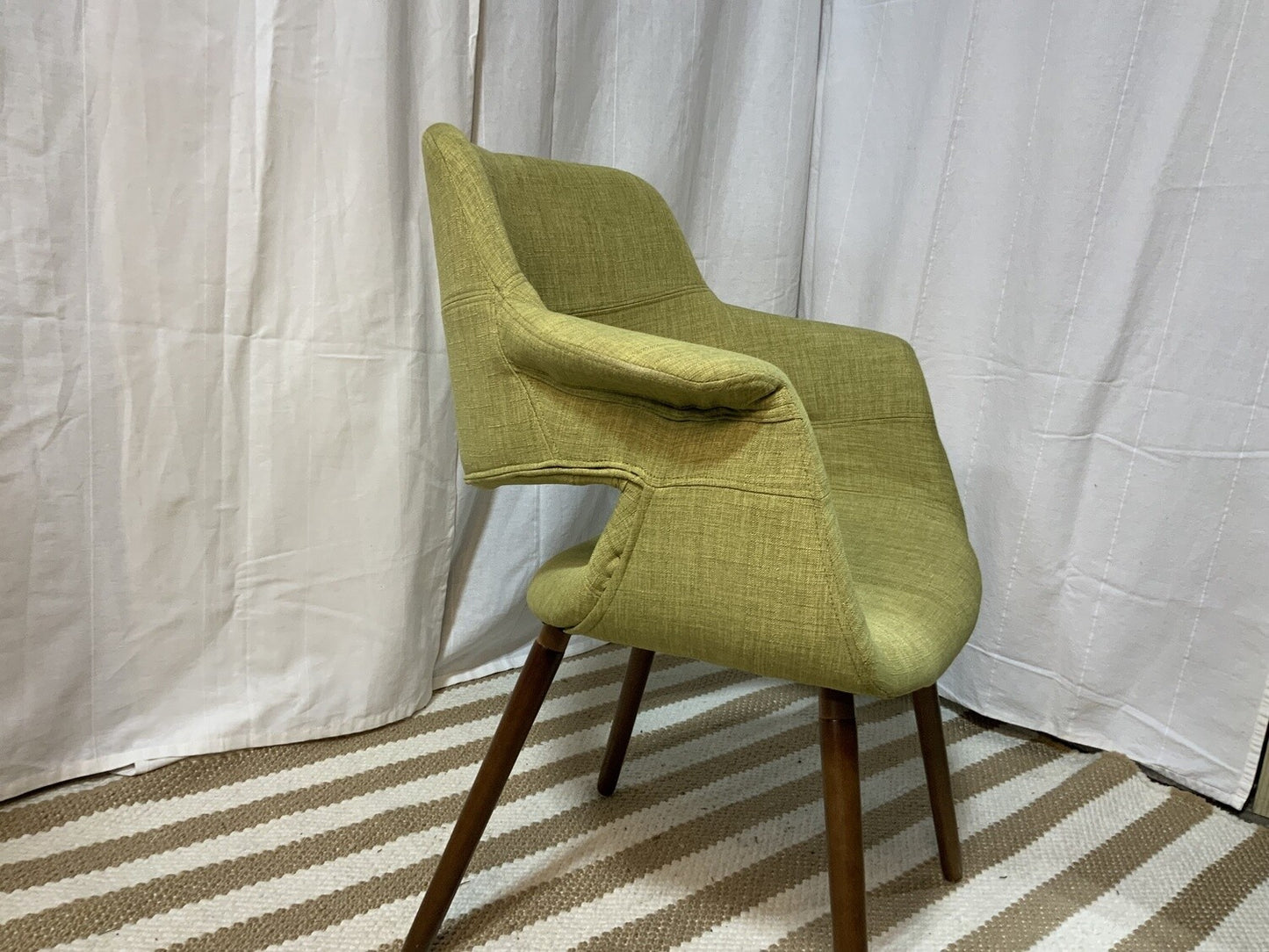 Green linen MCM accent chair - Local Pick Up Only