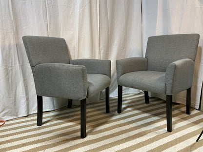 Gray linen chairs with dark wood legs (set of 2 )- Local Pick Up Only