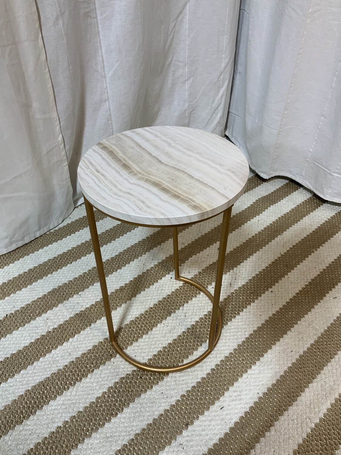 Faux marble top side table with gold legs- Local Pick Up Only