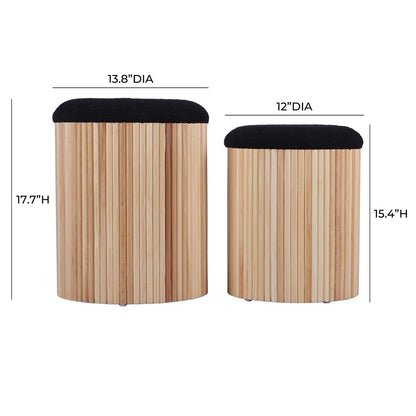 Sagano Black Nesting Storage Ottomans - Set of 2