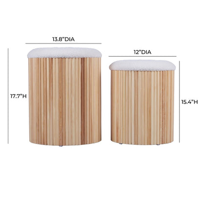 Sagano White Nesting Storage Ottomans - Set of 2