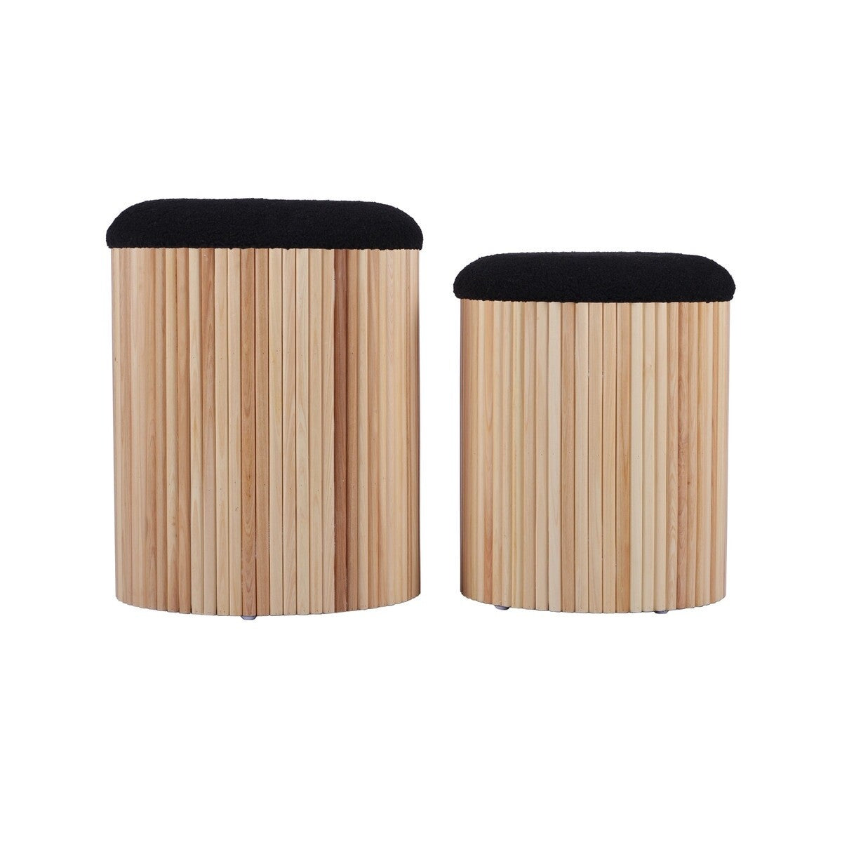 Sagano Black Nesting Storage Ottomans - Set of 2