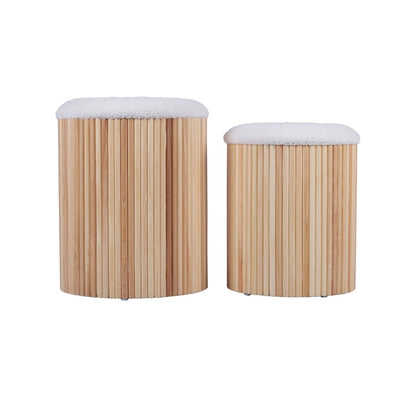 Sagano White Nesting Storage Ottomans - Set of 2