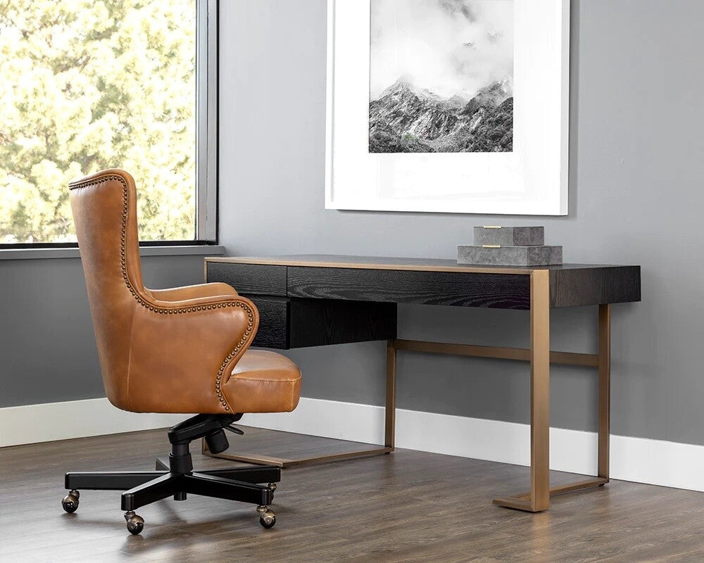 modern desk crafted from German oak wood veneer