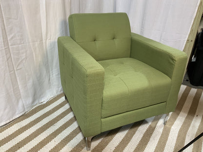 Green chenille-like lounge chair - Local Pick Up Only