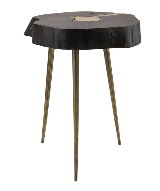 Timber Black and Brass Side Table