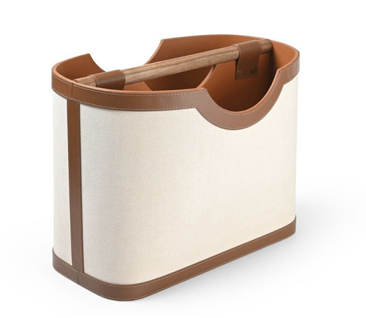 Leather magazine basket