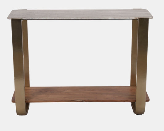 Marble Top Console, Gold Wood 31"