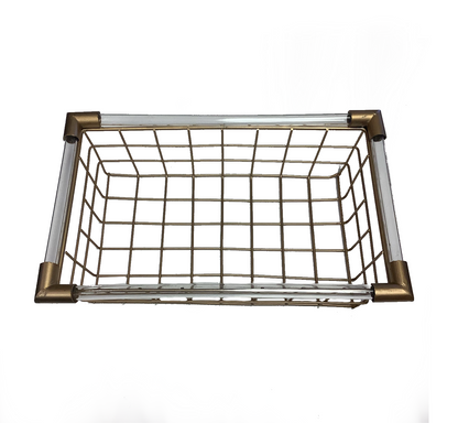 Gold Metal Basket W/ Acrylic Handles