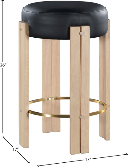 Backless Vegan Leather Counter Stool