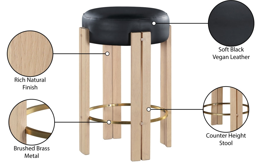 Backless Vegan Leather Counter Stool