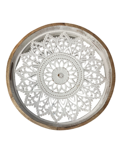Carved Wooden Table Tray – 26.5"