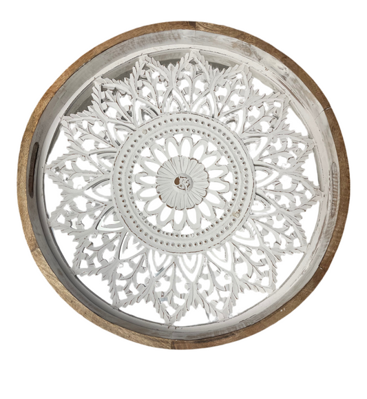 Carved Wooden Table Tray – 26.5"