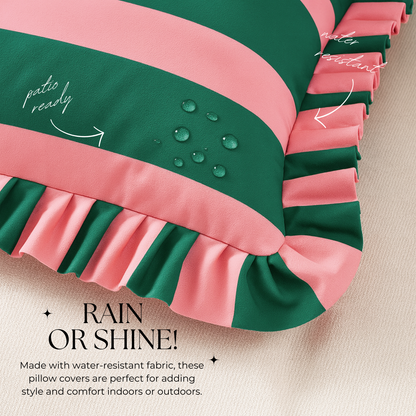 Quetzal Pink/Dark Teal Outdoor Pillow Covers- 16"x16"