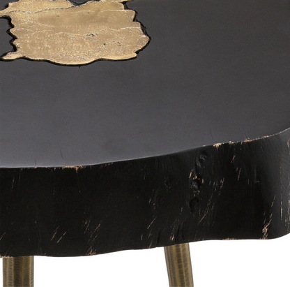 Timber Black and Brass Side Table