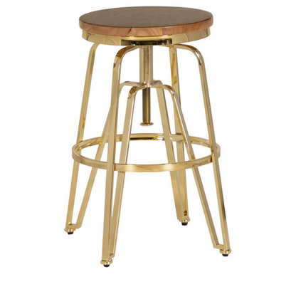 Wood/Gold Metal Bar Stool - Local Pick Up Only