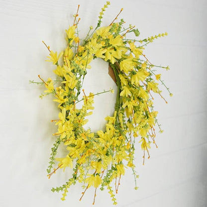 Yellow Forsythia & Heather Wreath- 20"