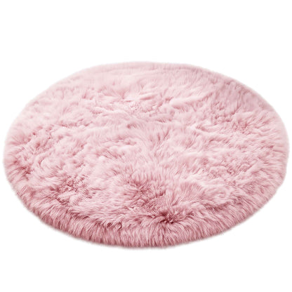 Pink Faux Fur Rug- 3'x3'