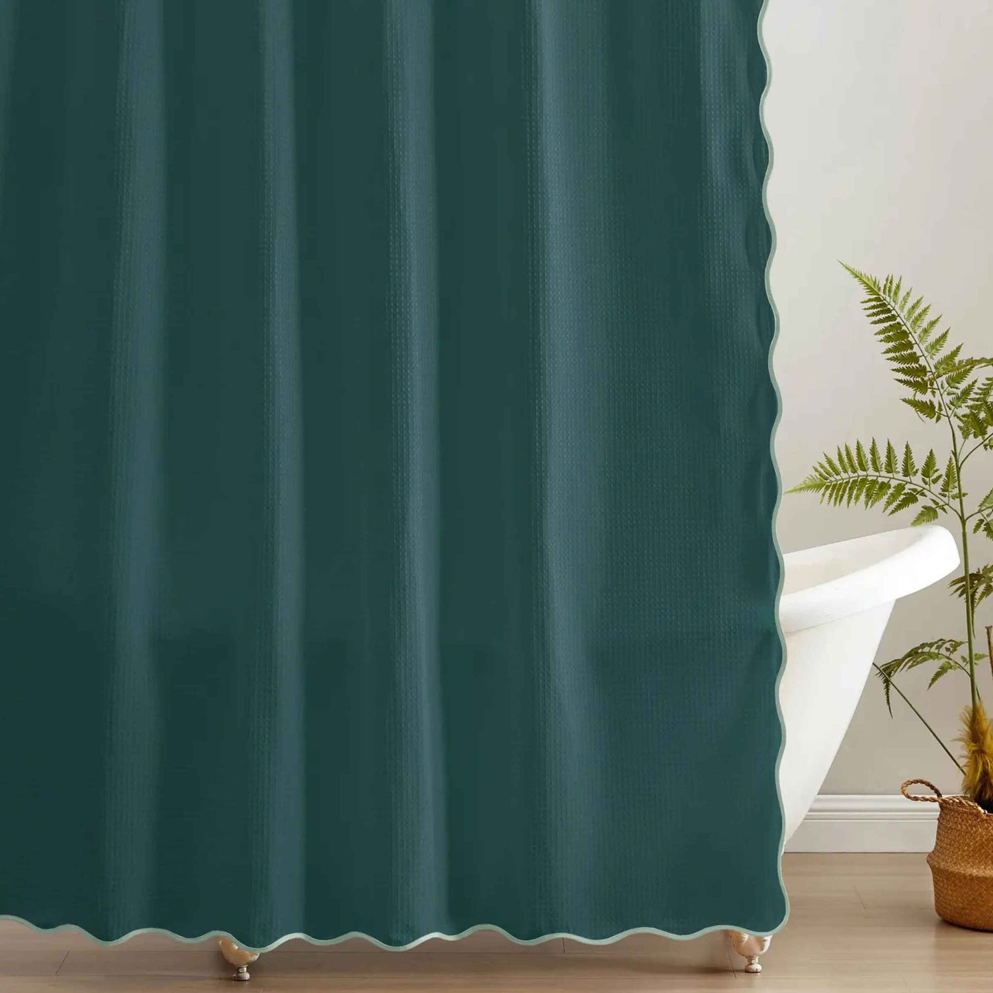 Teal Wavy Shower Curtain