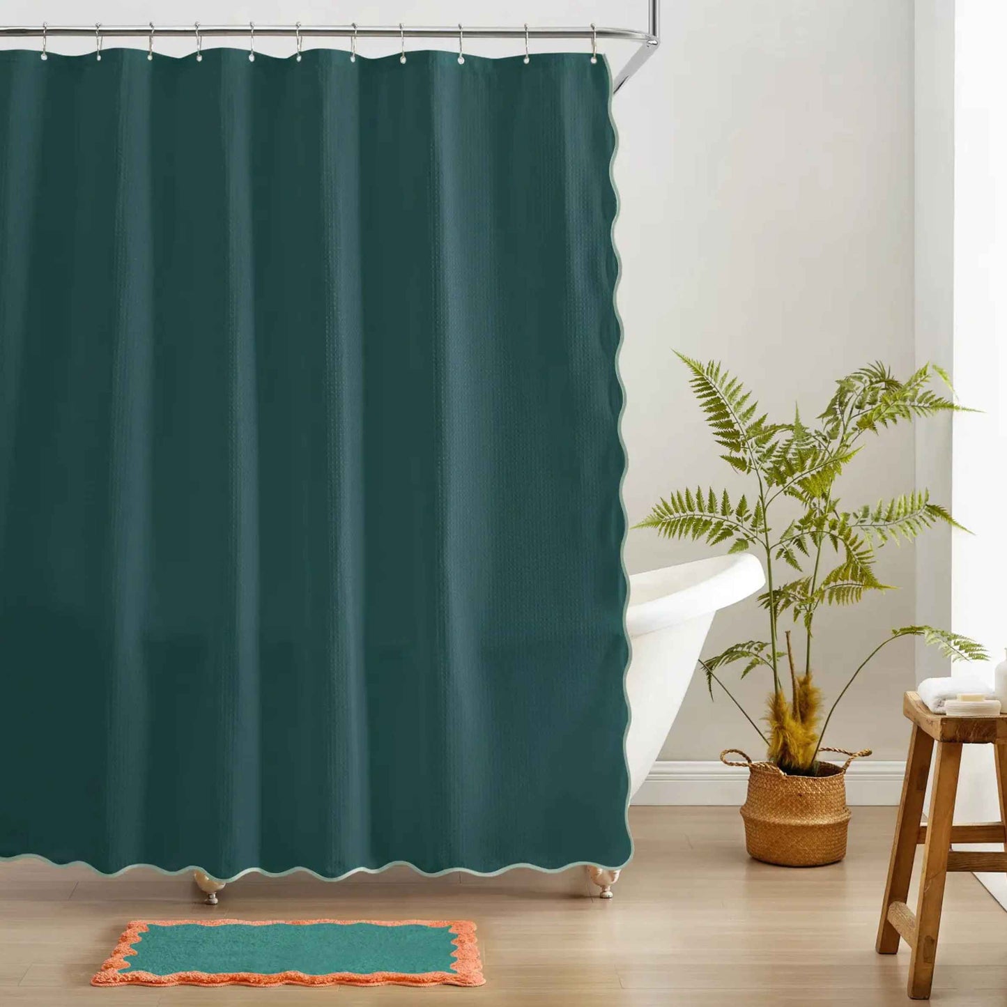 Teal Wavy Shower Curtain