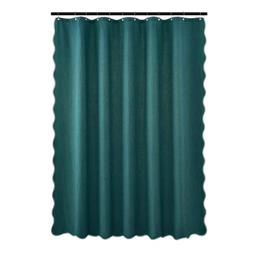 Teal Wavy Shower Curtain