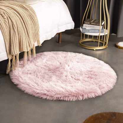Pink Faux Fur Rug- 3'x3'