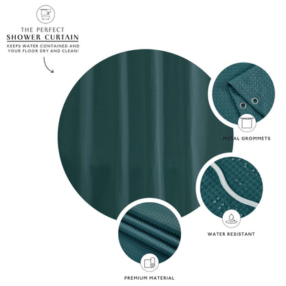 Teal Wavy Shower Curtain