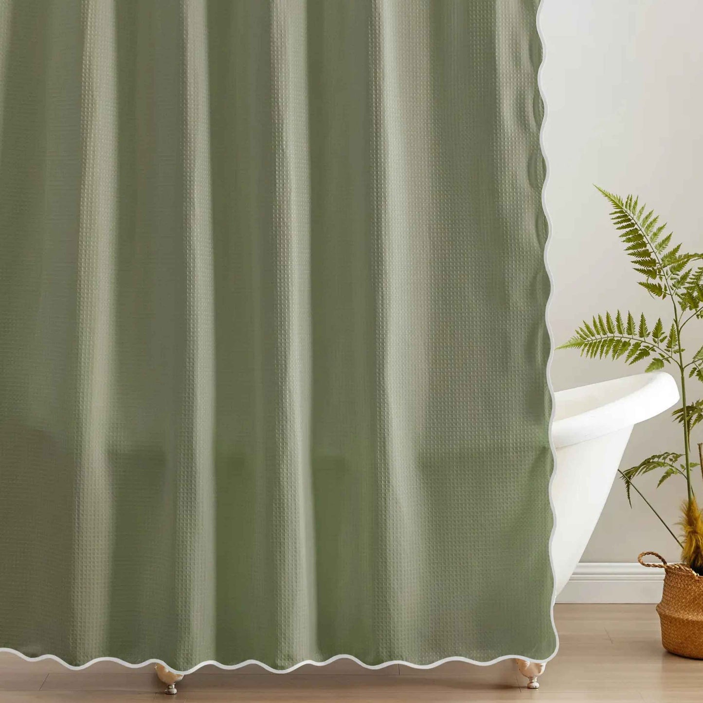 Sage Wavy Shower Curtain