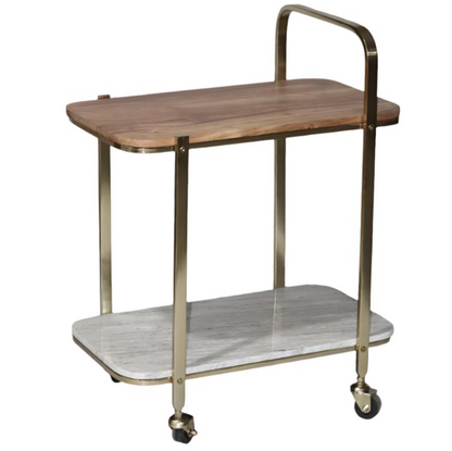 Gold Bar Cart w/ a Marble Shelf
