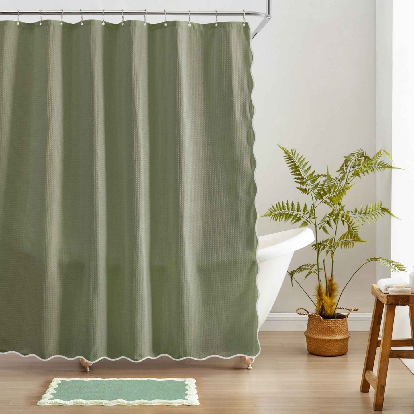 Sage Wavy Shower Curtain