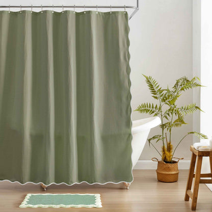 Sage Wavy Shower Curtain