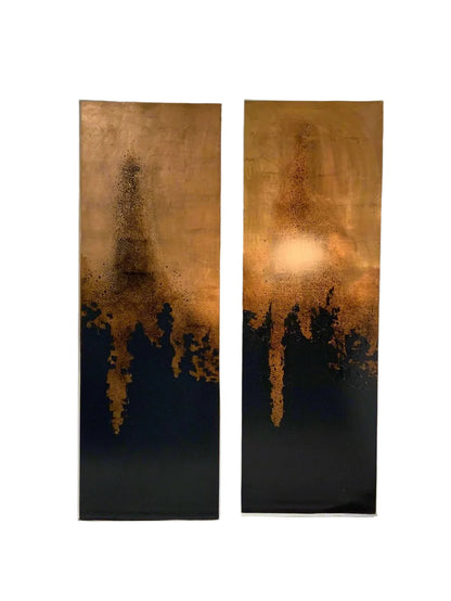 71”x24” Copper + Black Abstract Art- Local Pick Up Only