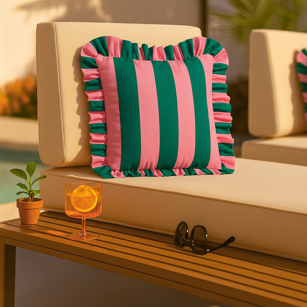 Quetzal Pink/Dark Teal Outdoor Pillow Covers- 16"x16"