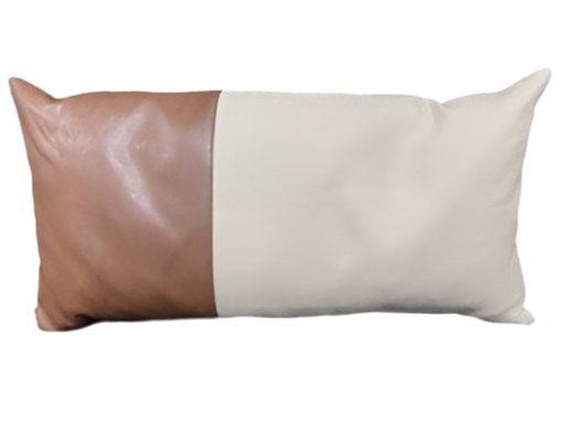Lumbar Leather Accent Pillow 12x 24