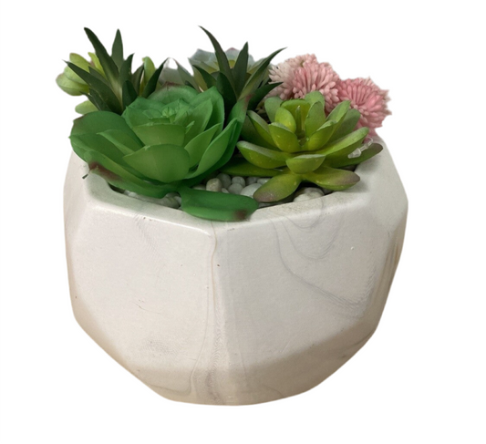 White Marble Faux Planter-OPEN BOX