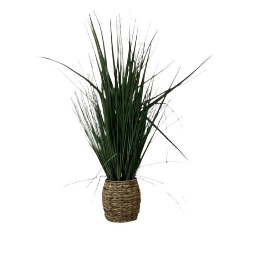 Faux Grass in Woven Basket Planter- Local Pick Up Only