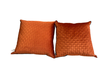 Lux Rich Powder Blue & Rust Orange Pillow (SET OF 2)