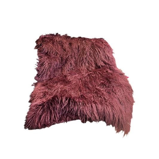 Long-Pile Faux Fur Throw-60" x 72" (Wine/Burgundy)