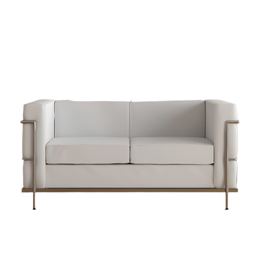 Modern white leather loveseat - OPEN BOX
