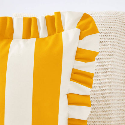 Zena Outdoor Pillows - Golden Yellow/White: 16x16 inch