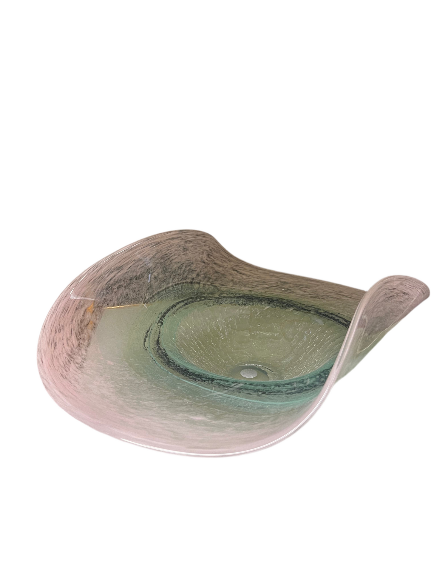 Pink Green Curved Glass Bowl-OPEN BOX