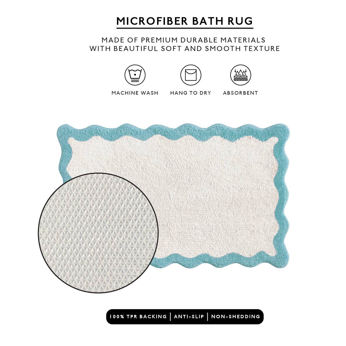 Wave Bath Mat (Sky Blue)-16"x24"