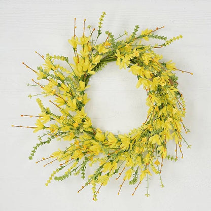Yellow Forsythia & Heather Wreath- 20"