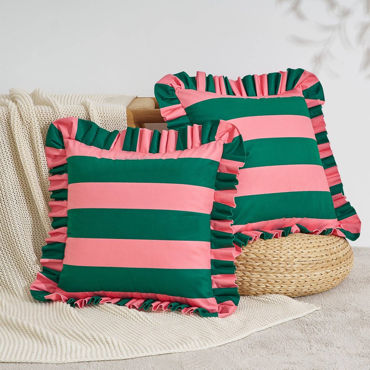 Quetzal Pink/Dark Teal Outdoor Pillow Covers- 16"x16"